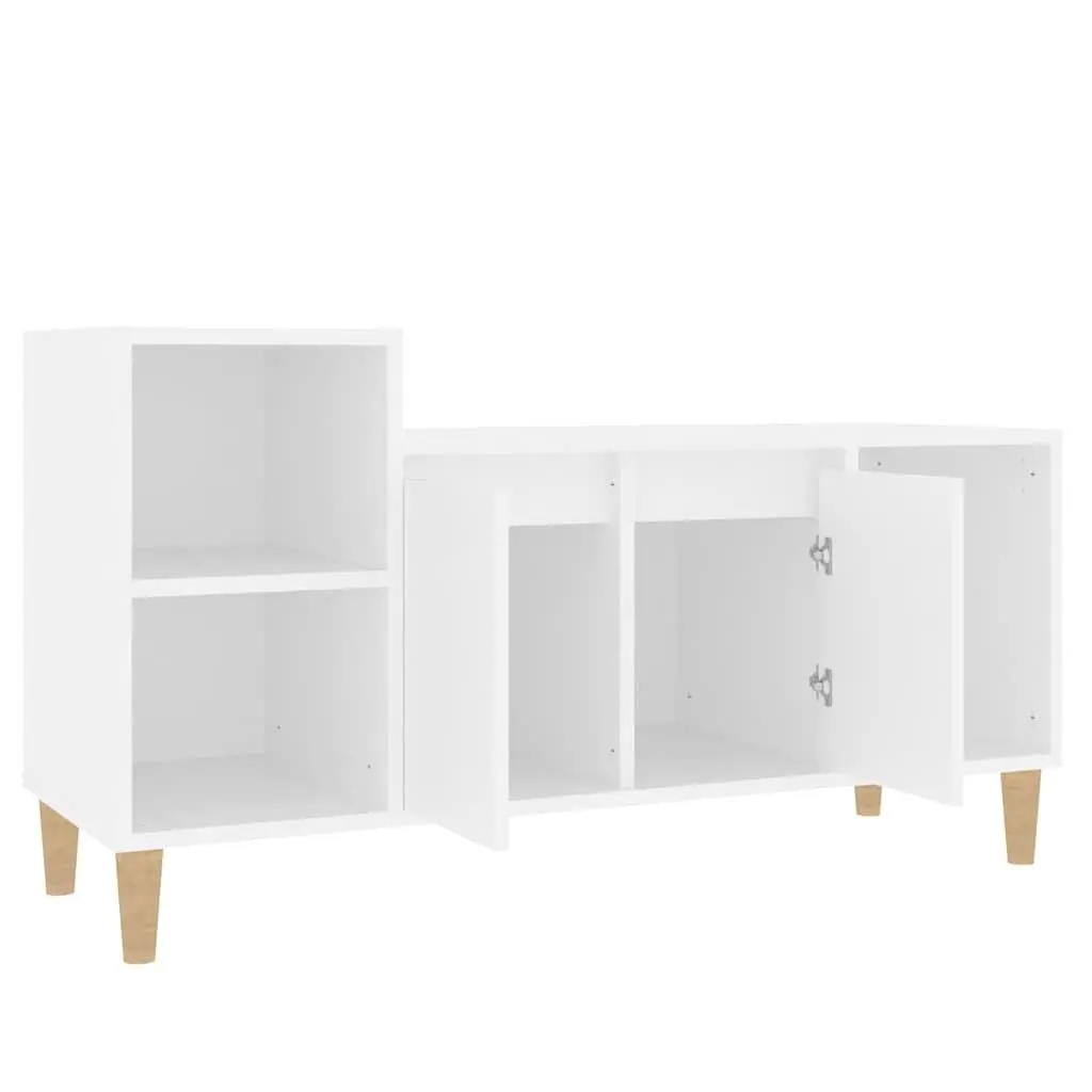 White Engineered Wood TV Cabinet with Storage