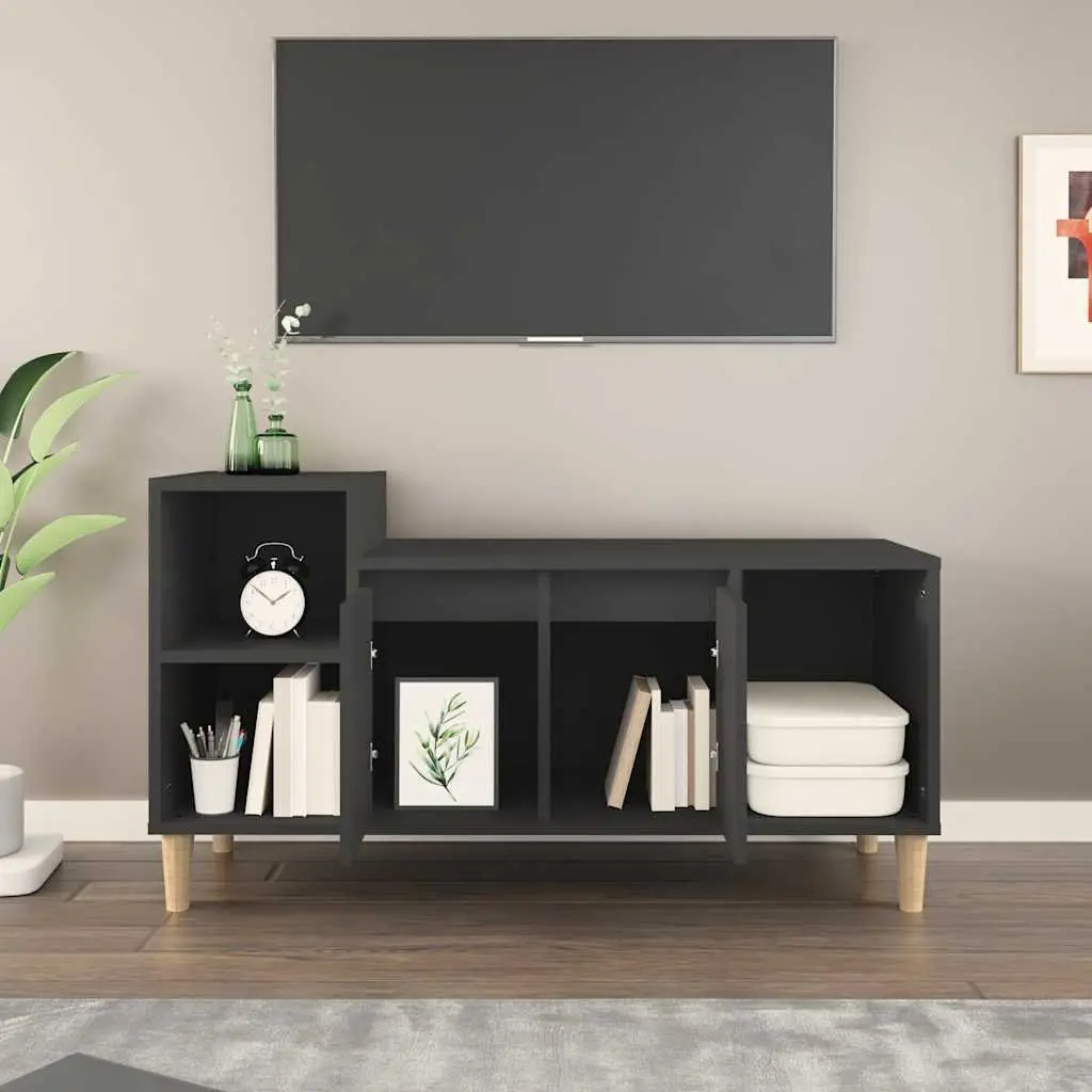 Black Engineered Wood TV Cabinet with Storage