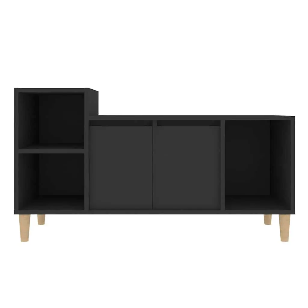 Black Engineered Wood TV Cabinet with Storage