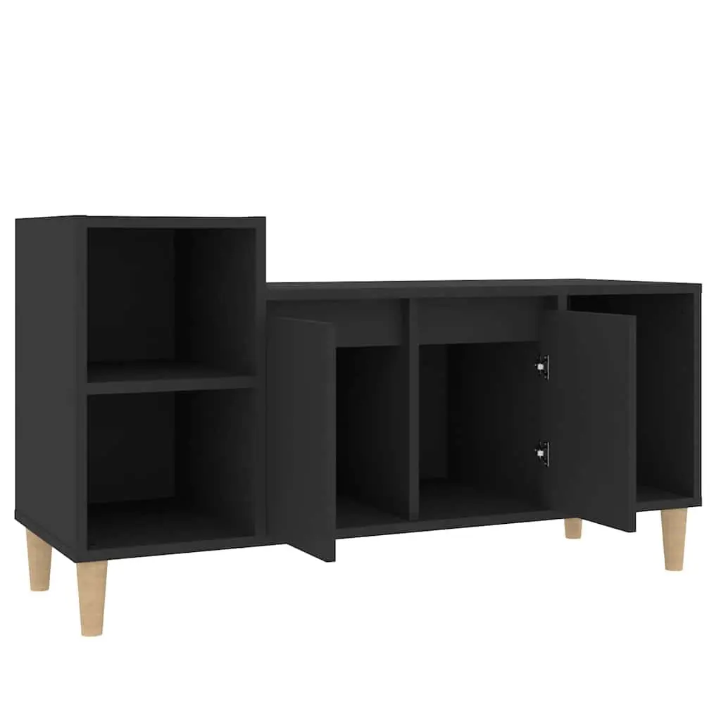 Black Engineered Wood TV Cabinet with Storage