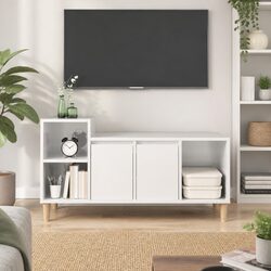 High Gloss White TV Cabinet Storage with Engineered Wood
