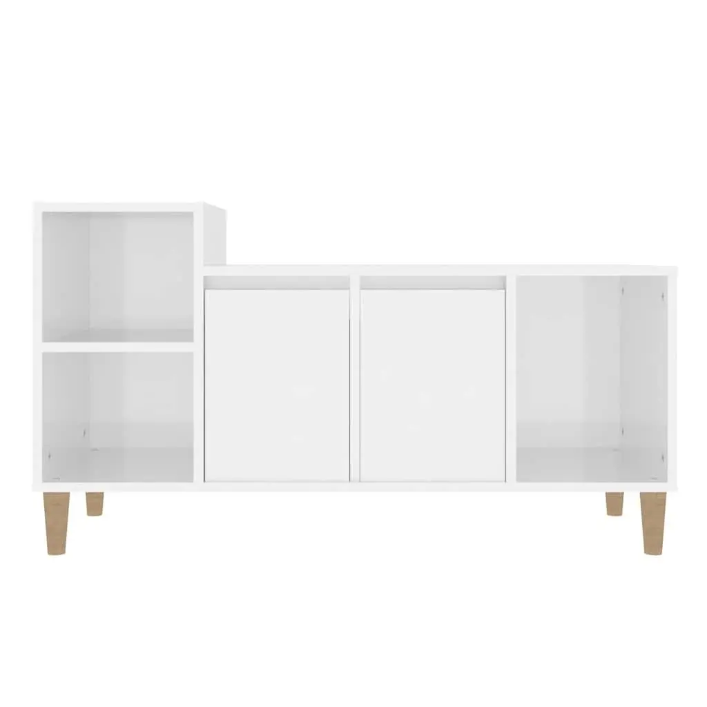 High Gloss White TV Cabinet Storage with Engineered Wood