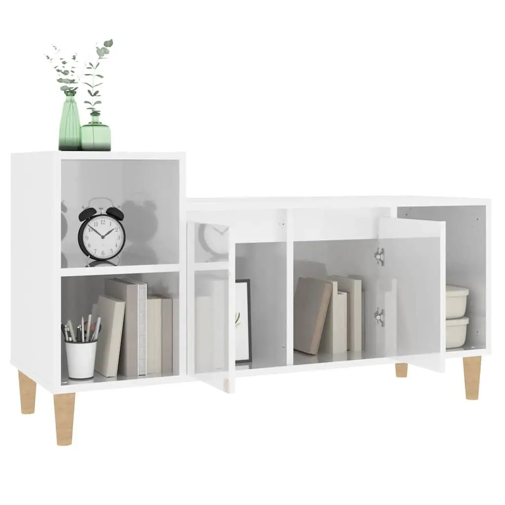 High Gloss White TV Cabinet Storage with Engineered Wood