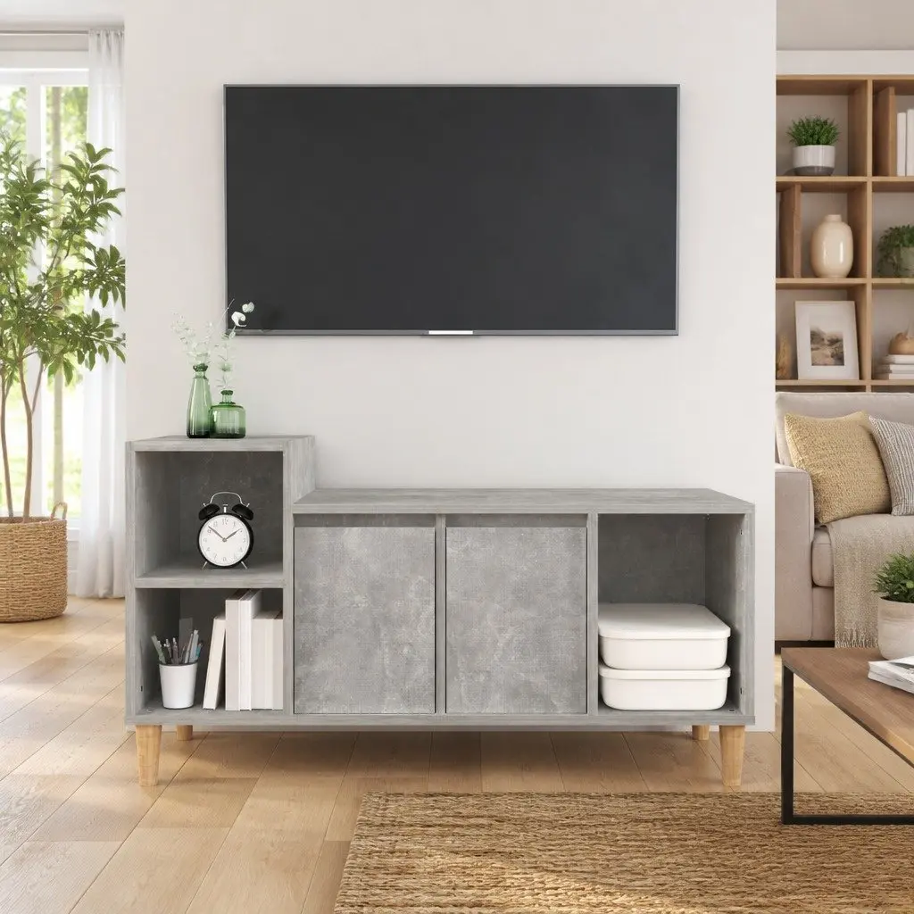 Grey Engineered Wood TV Cabinet for Media Storage