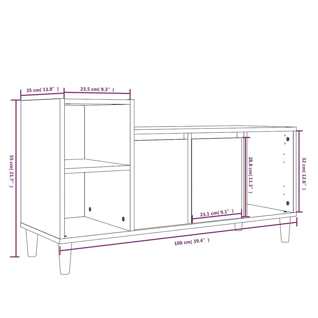 Grey Engineered Wood TV Cabinet for Media Storage