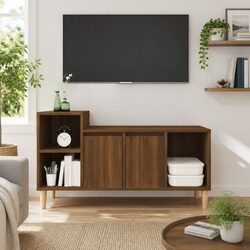 Brown Oak TV Cabinet 100x35x55cm with Ample Storage