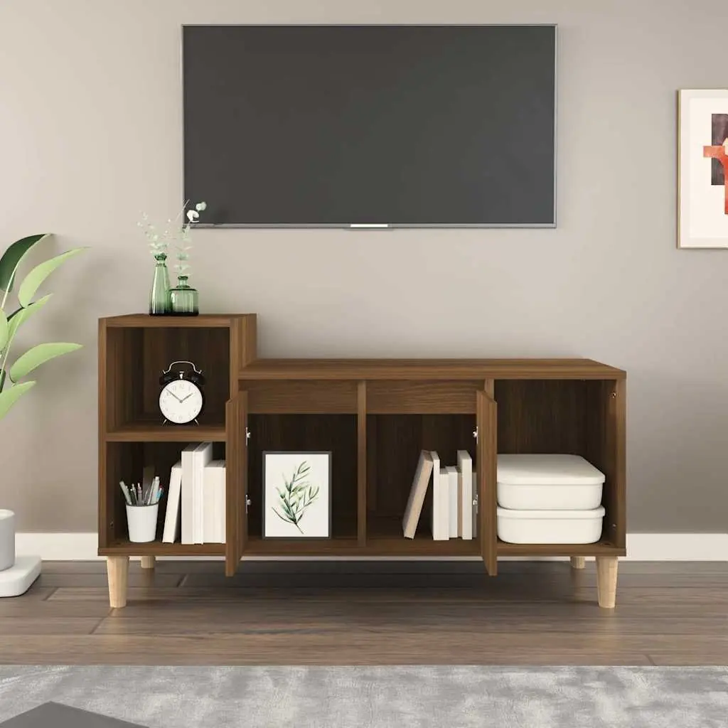 Brown Oak TV Cabinet 100x35x55cm with Ample Storage