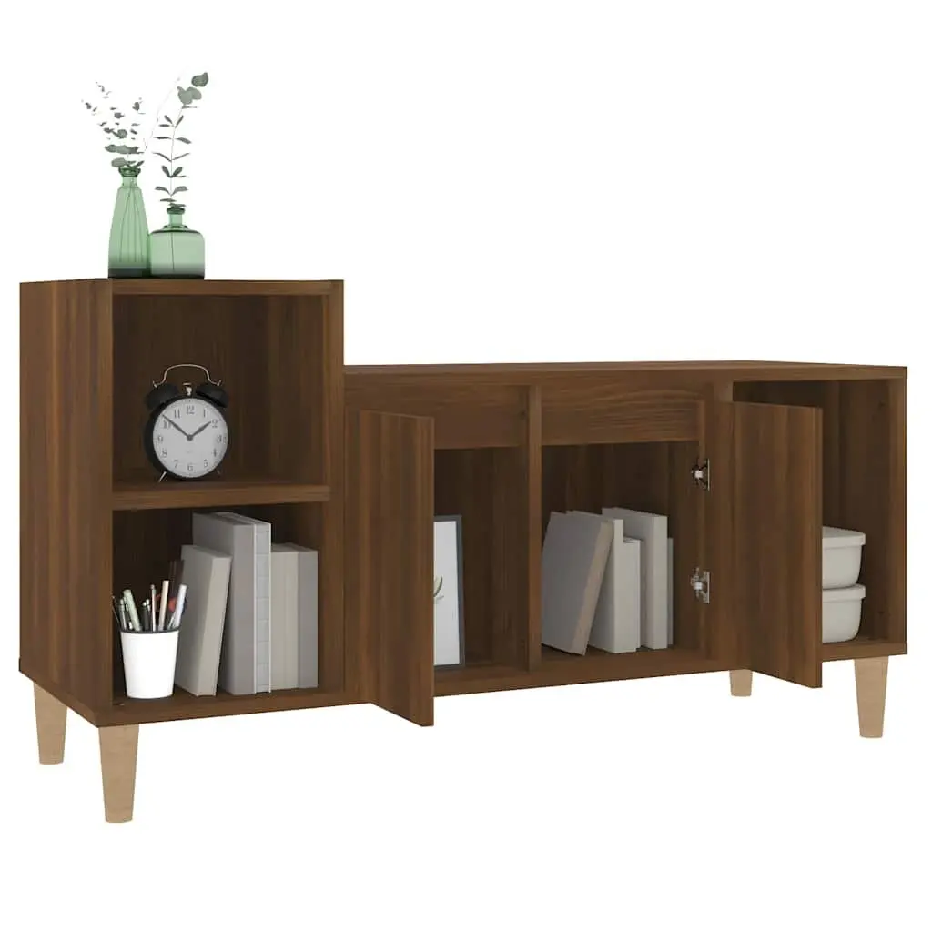 Brown Oak TV Cabinet 100x35x55cm with Ample Storage