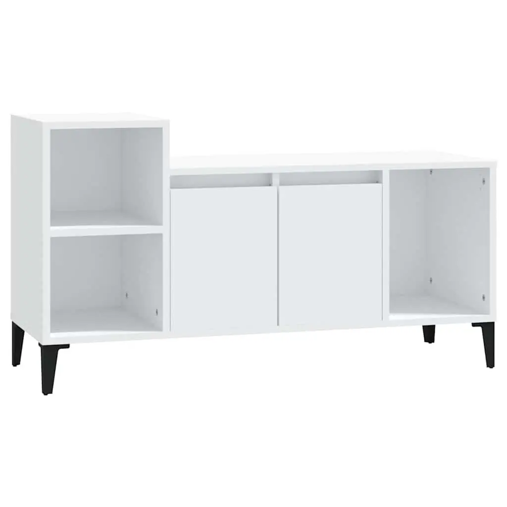 White TV Cabinet with Engineered Wood Construction