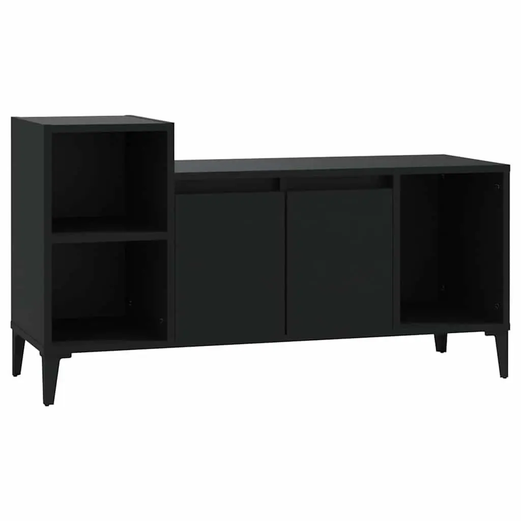Black TV Cabinet 100x35x55cm Engineered Wood Unit