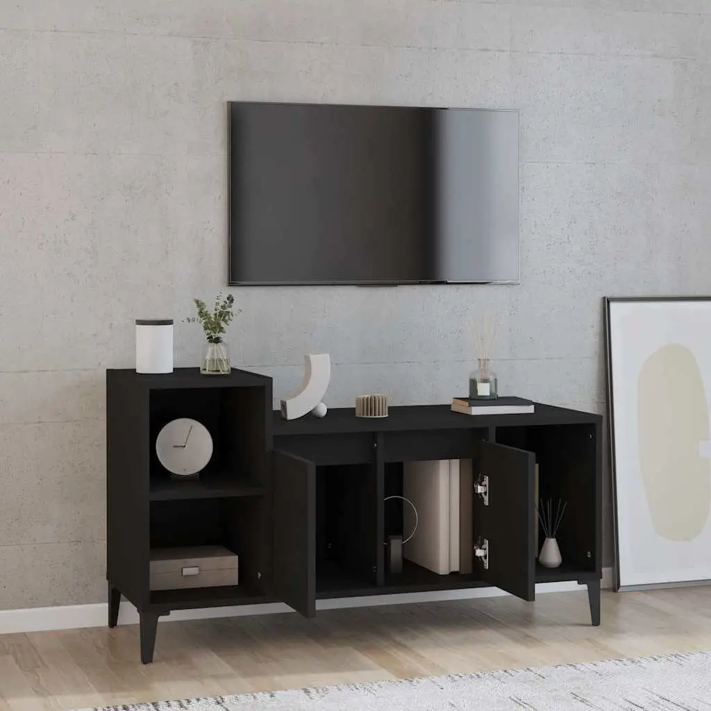 Black TV Cabinet 100x35x55cm Engineered Wood Unit