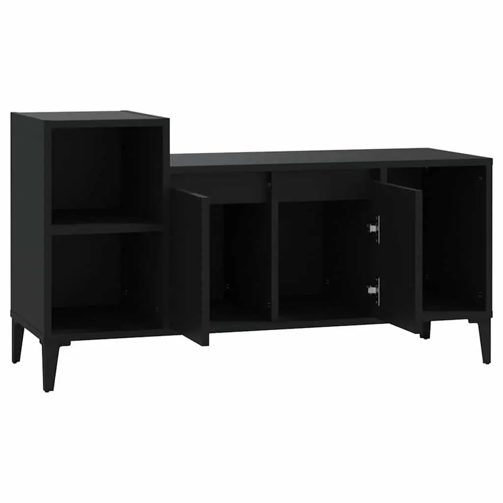 Black TV Cabinet 100x35x55cm Engineered Wood Unit