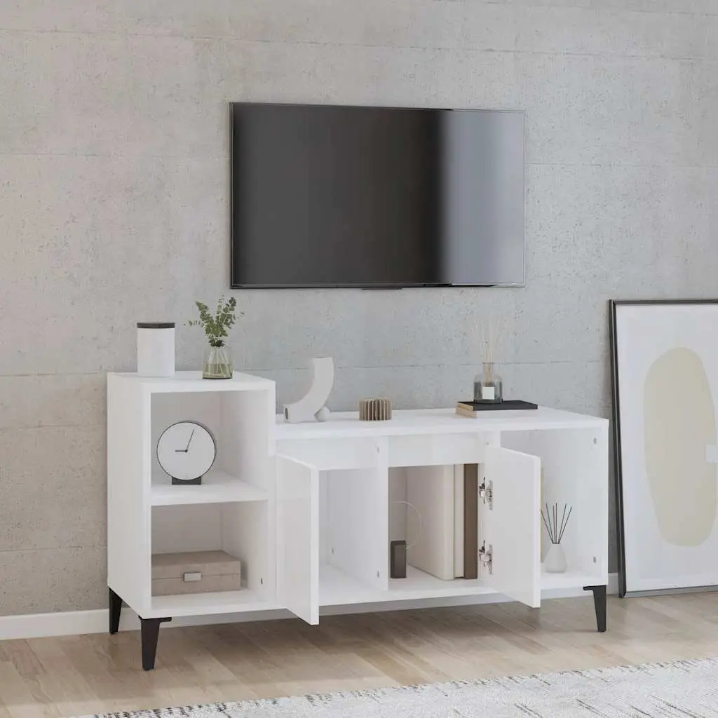 TV Cabinet Engineered Wood 100L x 35W x 55H cm White High Gloss