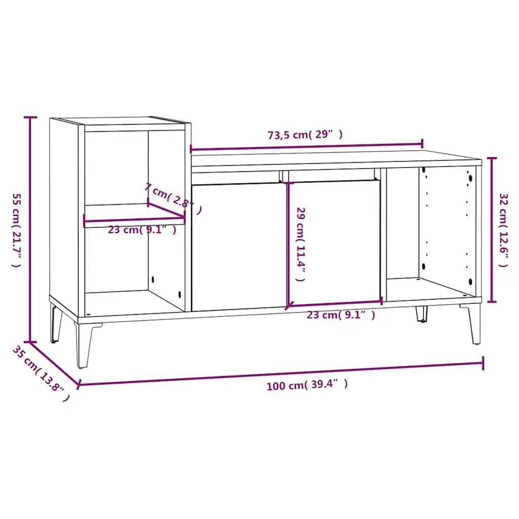 TV Cabinet Engineered Wood 100x35x55cm Grey