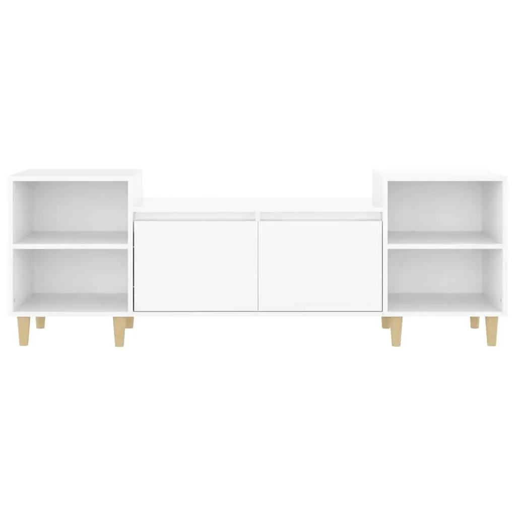 TV Cabinet Engineered Wood 160 x 35 x 55 cm High Gloss White