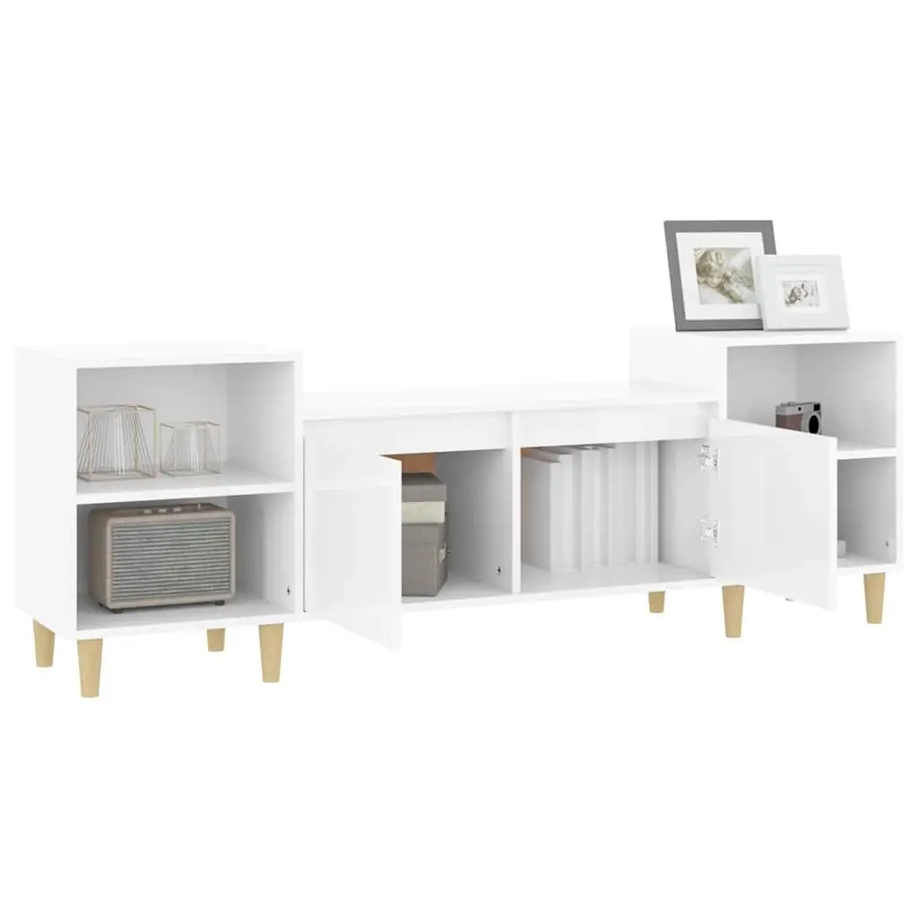 TV Cabinet Engineered Wood 160 x 35 x 55 cm High Gloss White