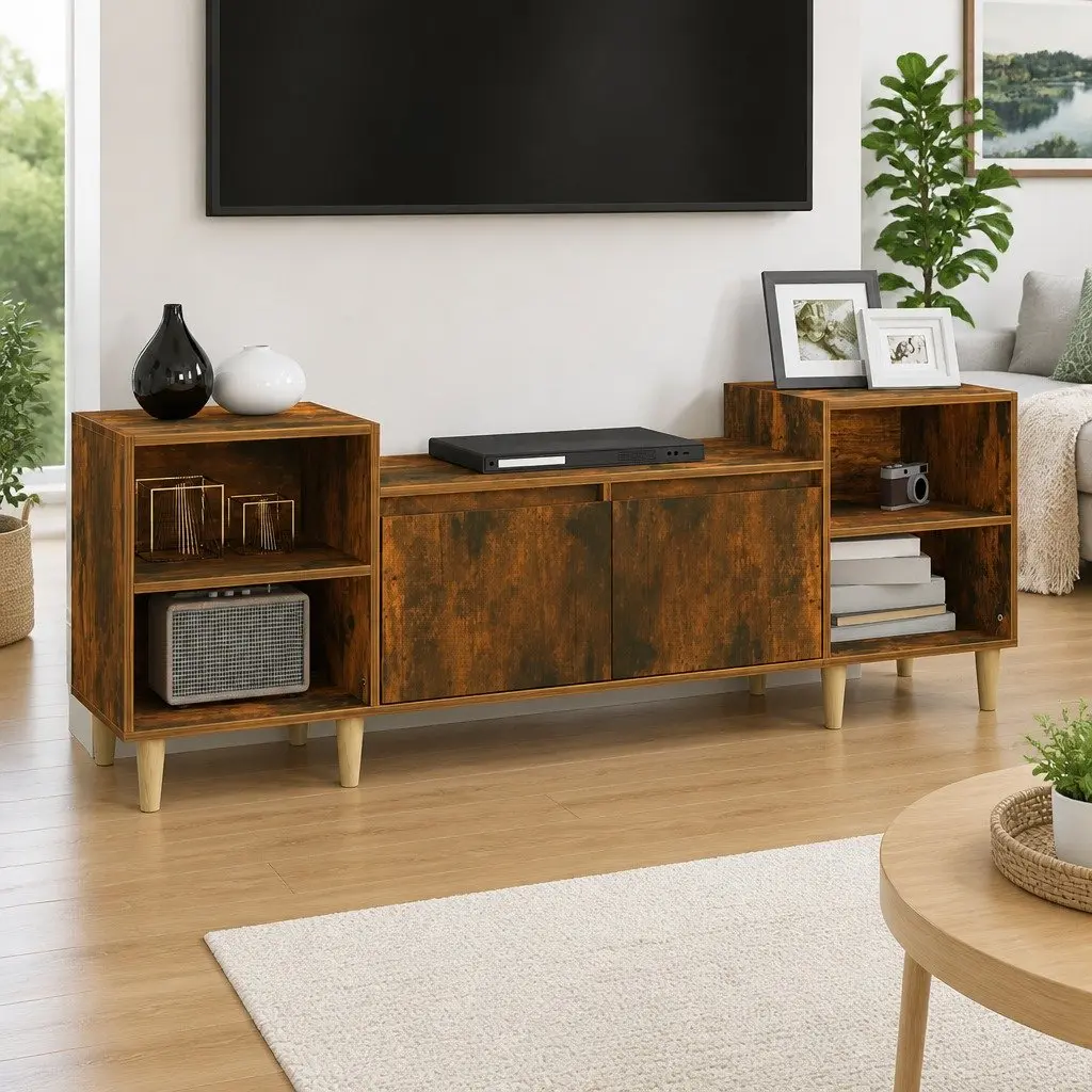 Brown Engineered Wood TV Cabinet with Storage