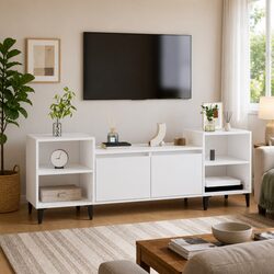 High Gloss White TV Cabinet 160x35x55 cm Storage Unit