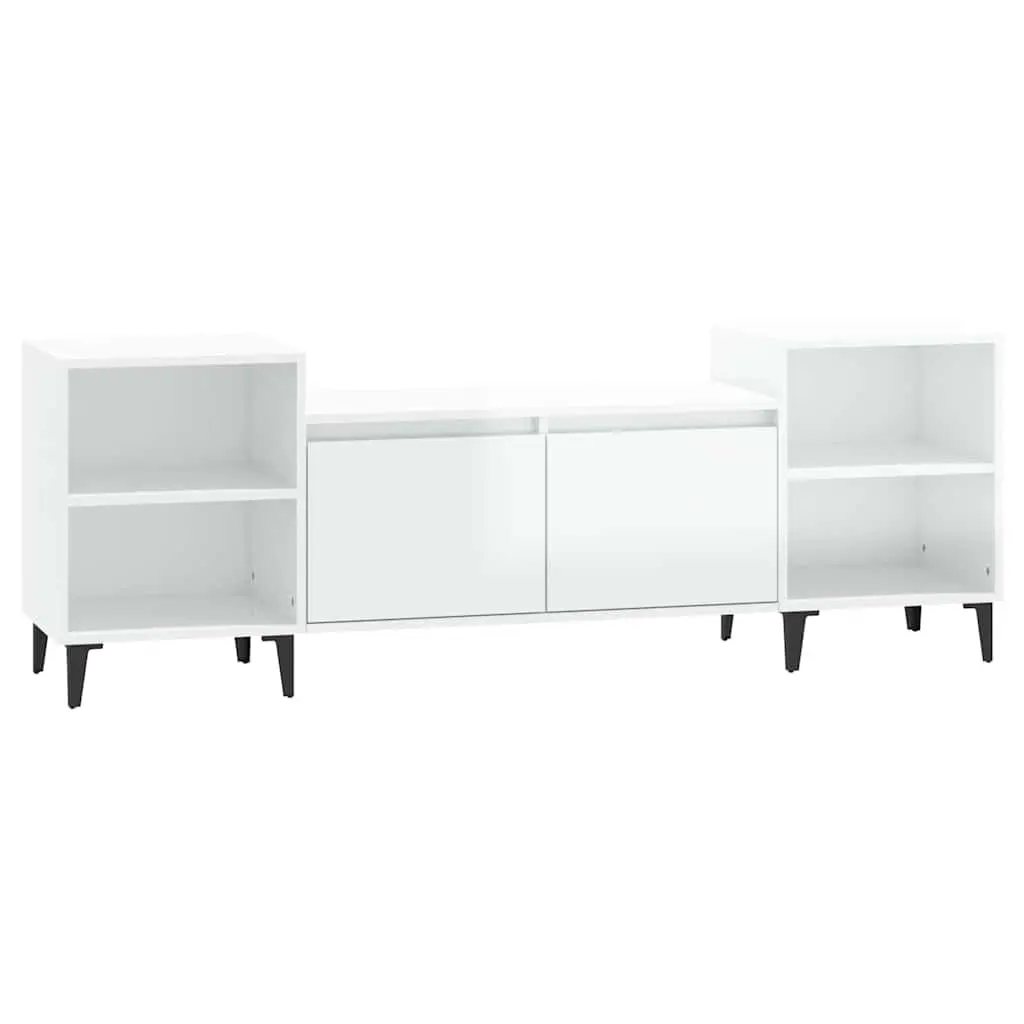 TV Cabinet Engineered Wood 160x35x55 cm High Gloss White