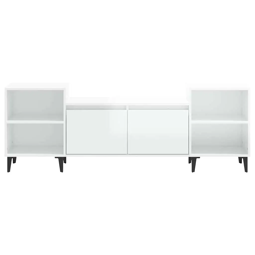 TV Cabinet Engineered Wood 160x35x55 cm High Gloss White