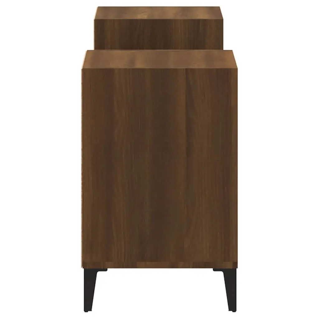 Brown Oak TV Cabinet with 6 Storage Compartments