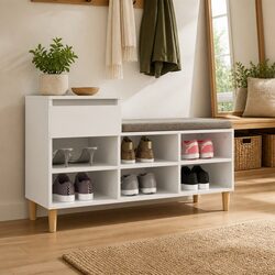 High Gloss White Shoe Storage Cabinet with 6 Compartments