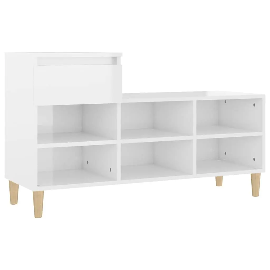 Shoe Cabinet Storage Organiser Engineered Wood 102x36x60cm High Gloss White 6 Compartments