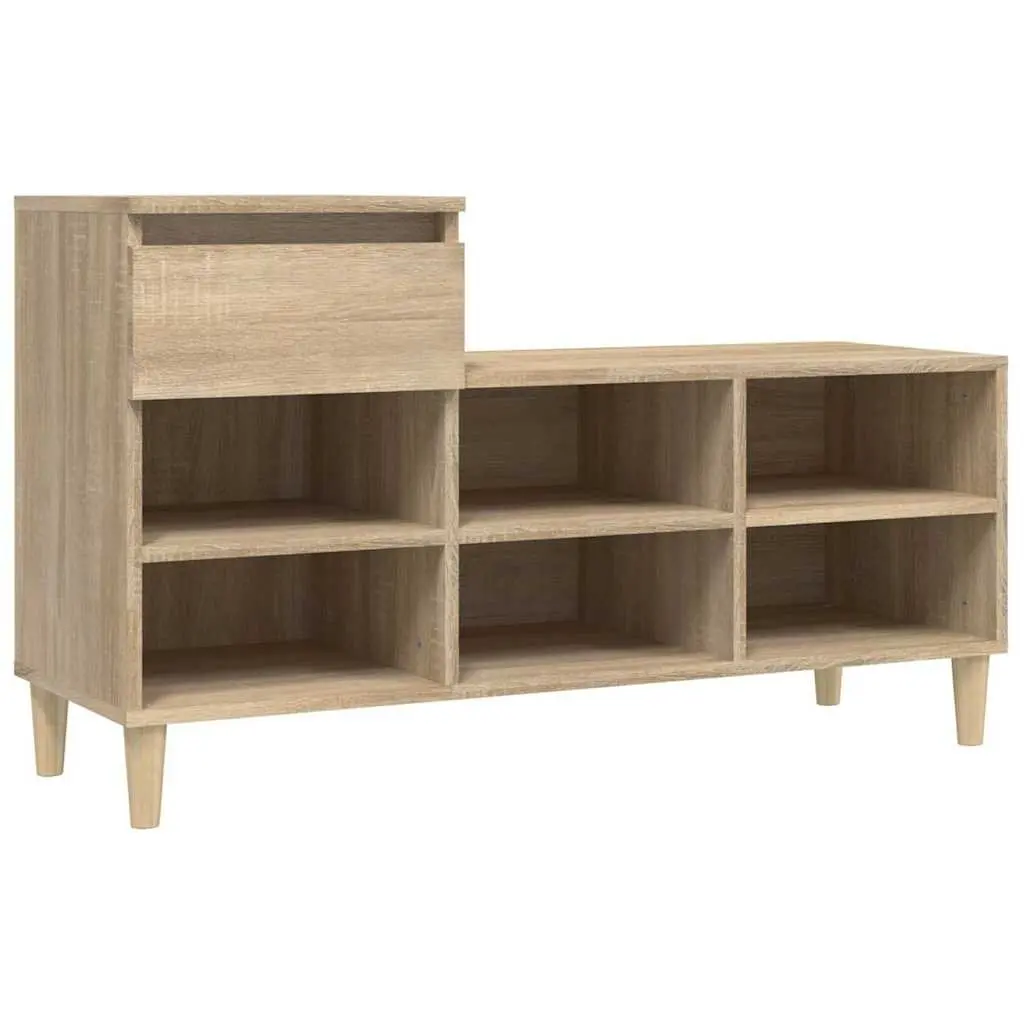 Brown Shoe Cabinet with 6 Compartments & Drawer