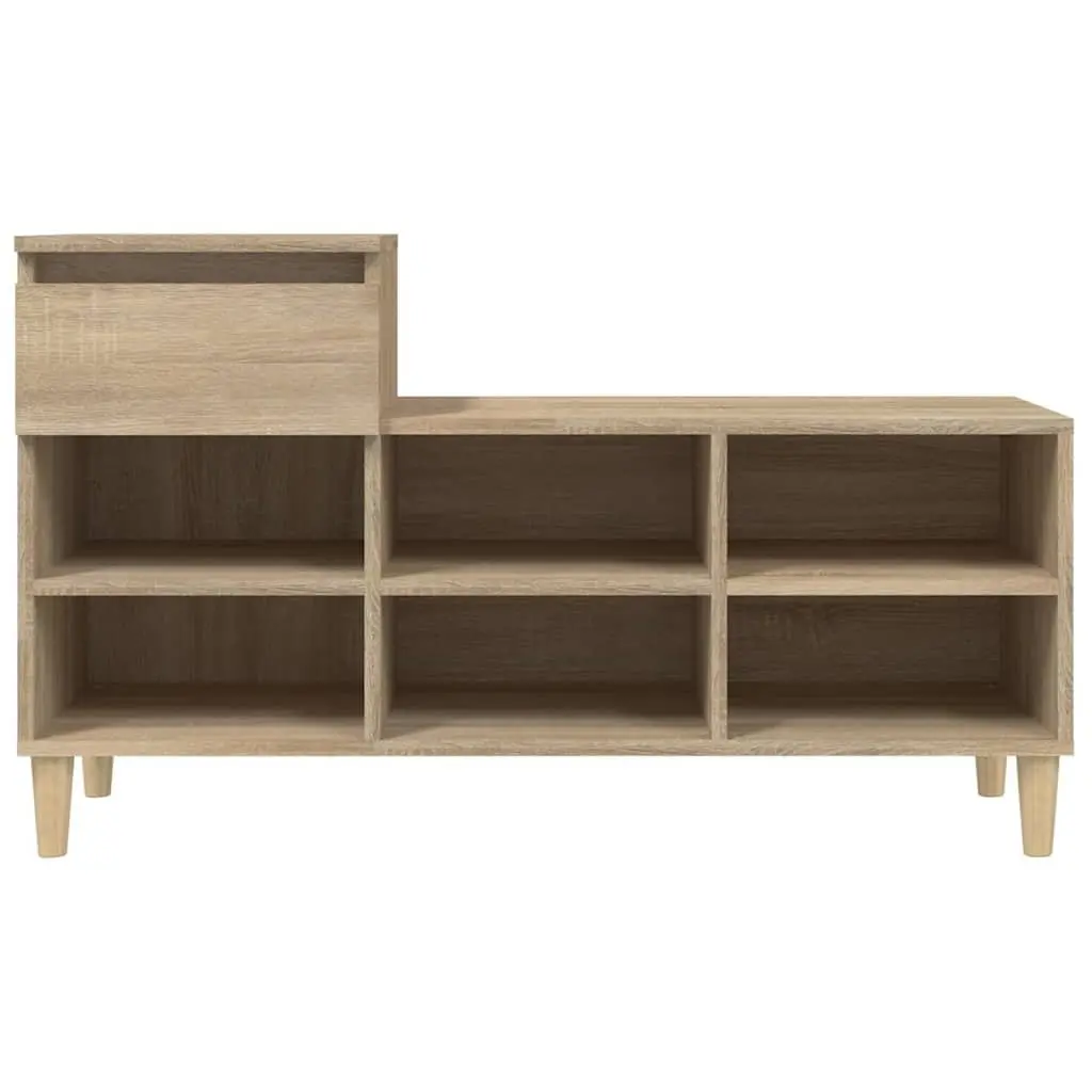 Brown Shoe Cabinet with 6 Compartments & Drawer