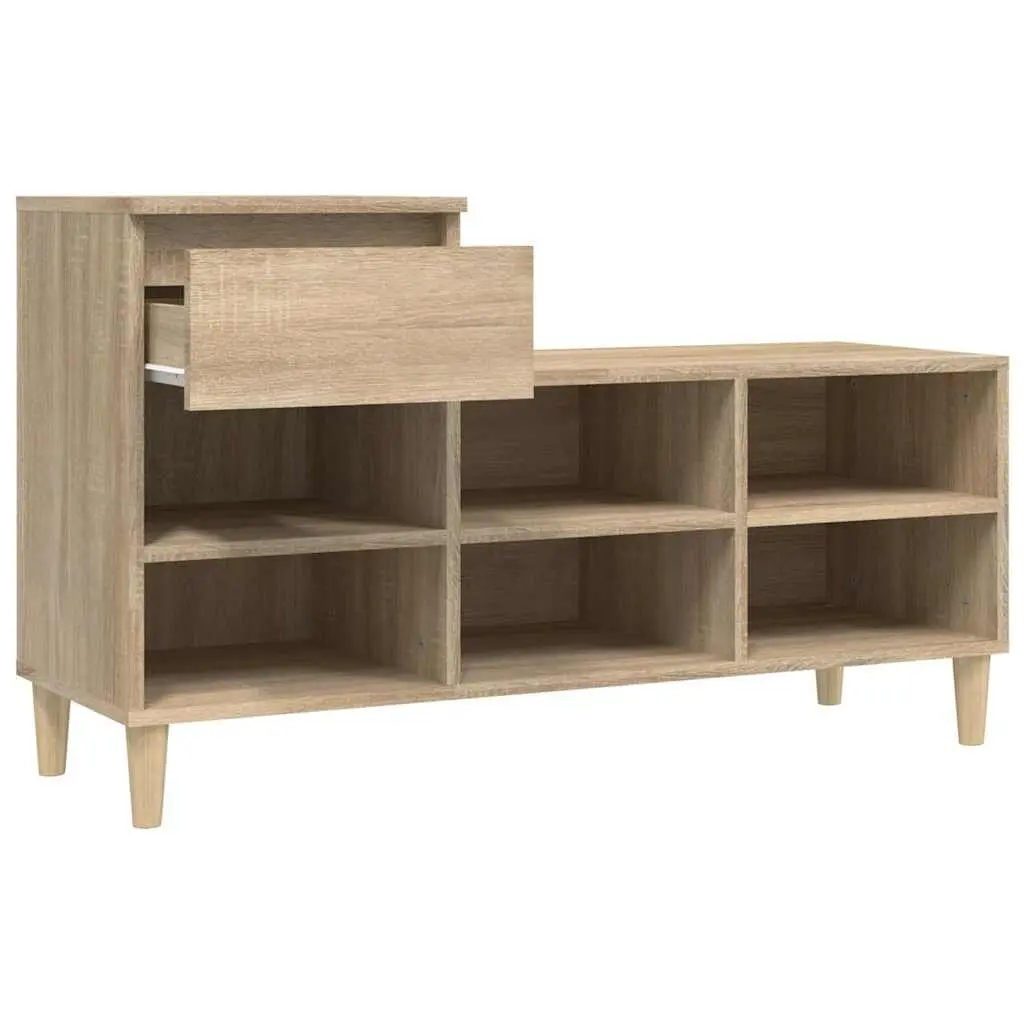 Brown Shoe Cabinet with 6 Compartments & Drawer
