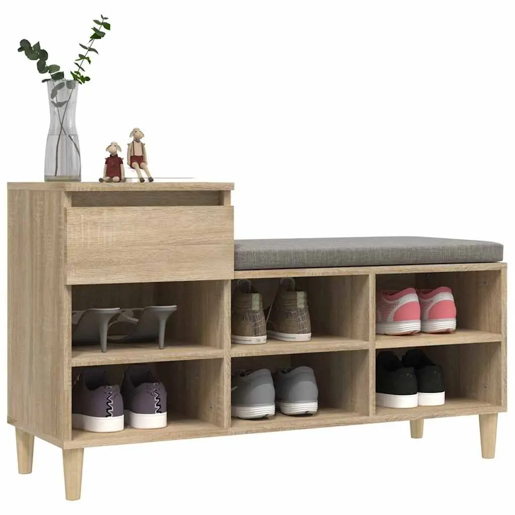 Brown Shoe Cabinet with 6 Compartments & Drawer