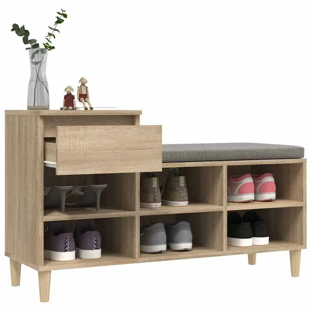 Brown Shoe Cabinet with 6 Compartments & Drawer
