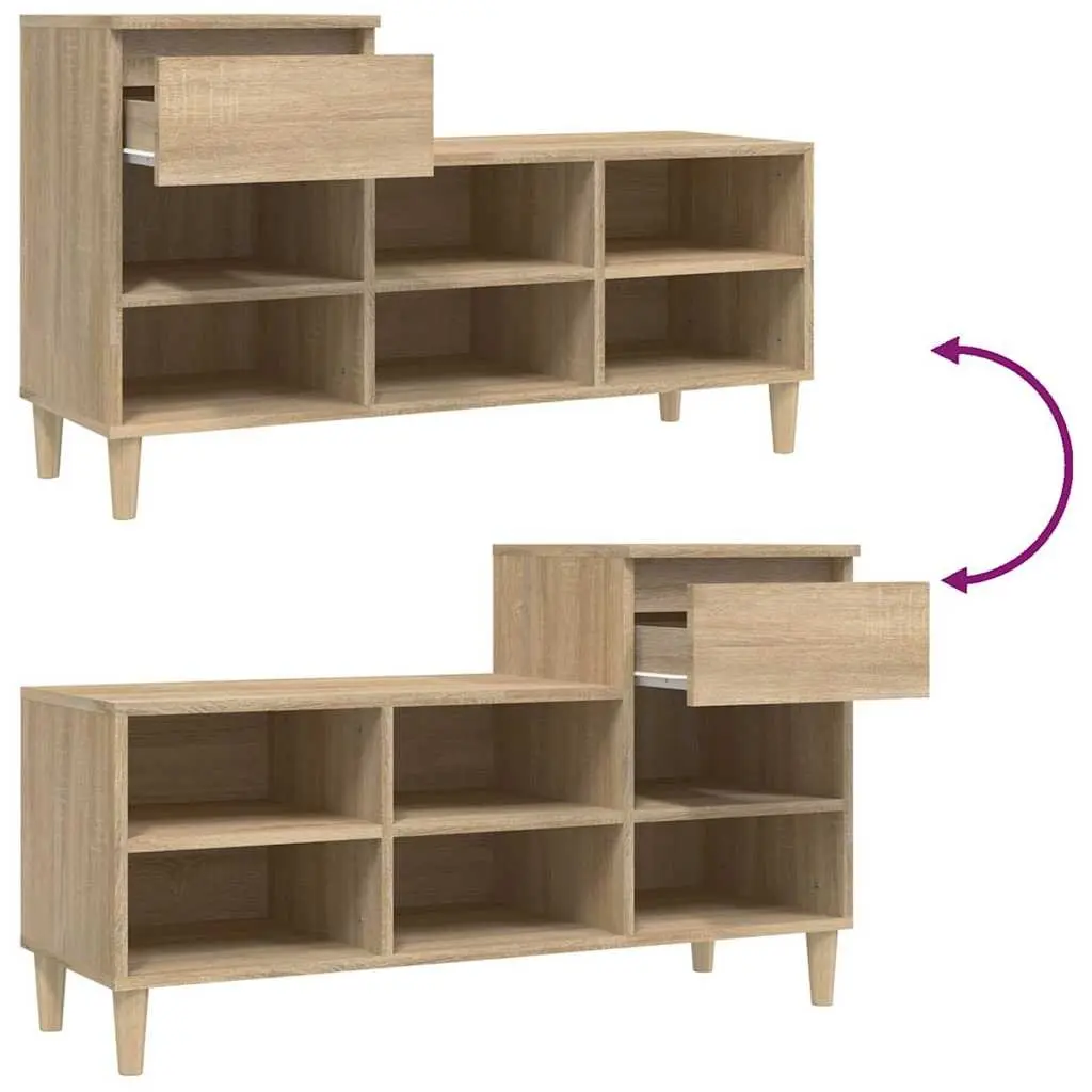 Brown Shoe Cabinet with 6 Compartments & Drawer