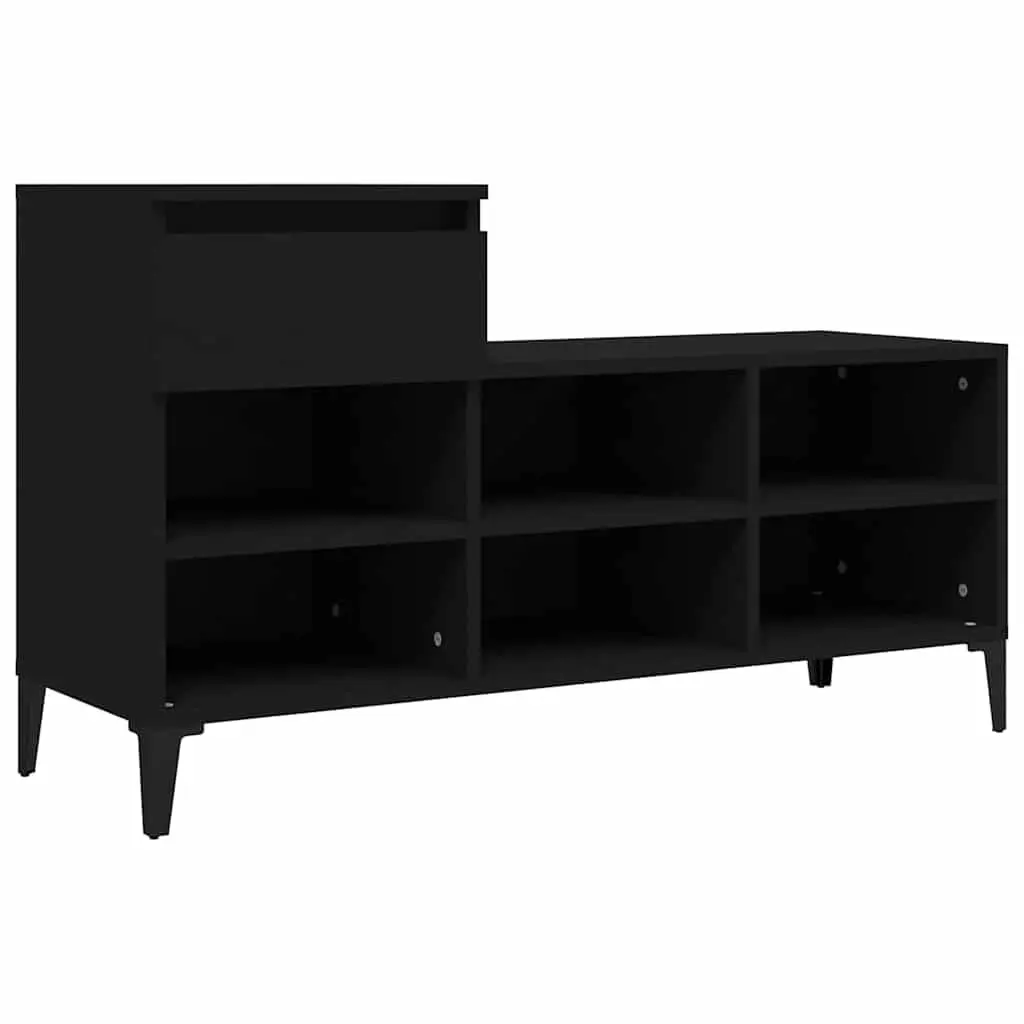 Black Shoe Cabinet with 6 Compartments and Drawer