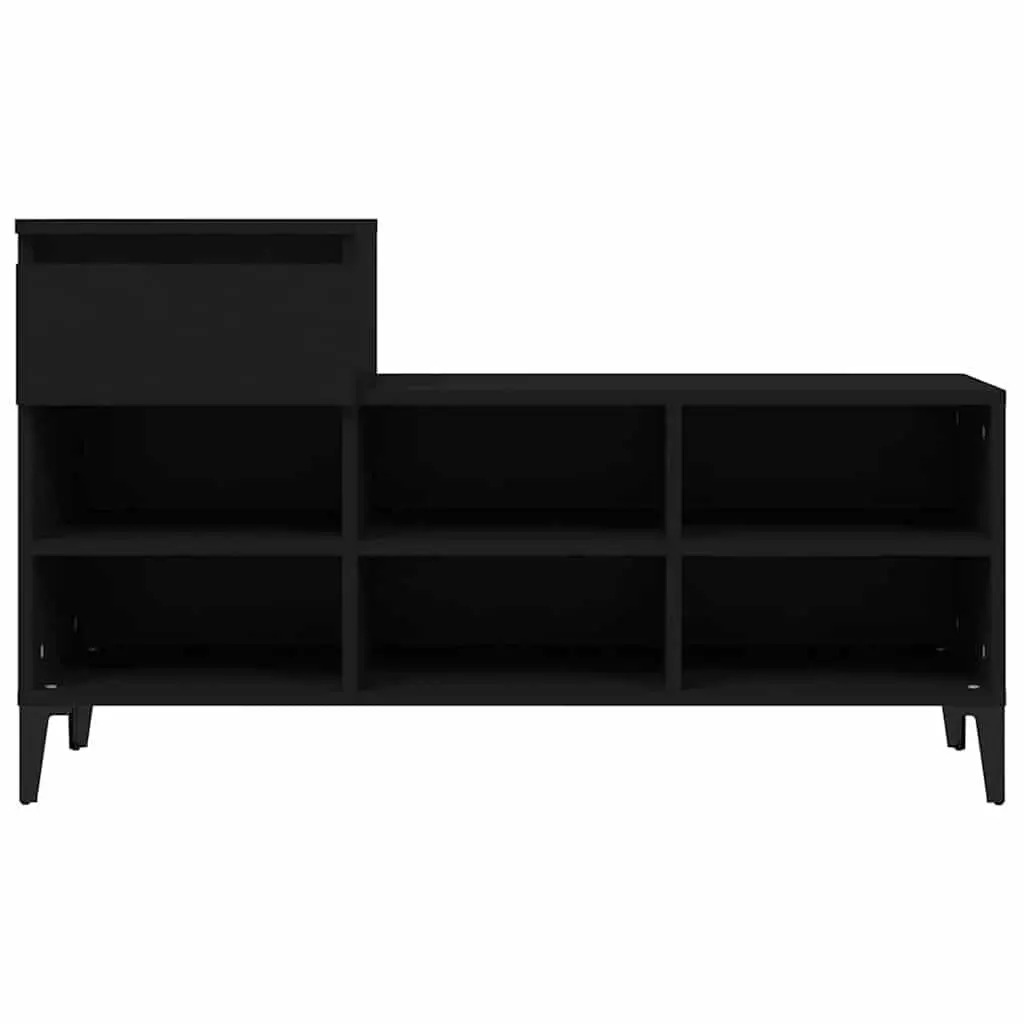 Black Shoe Cabinet with 6 Compartments and Drawer