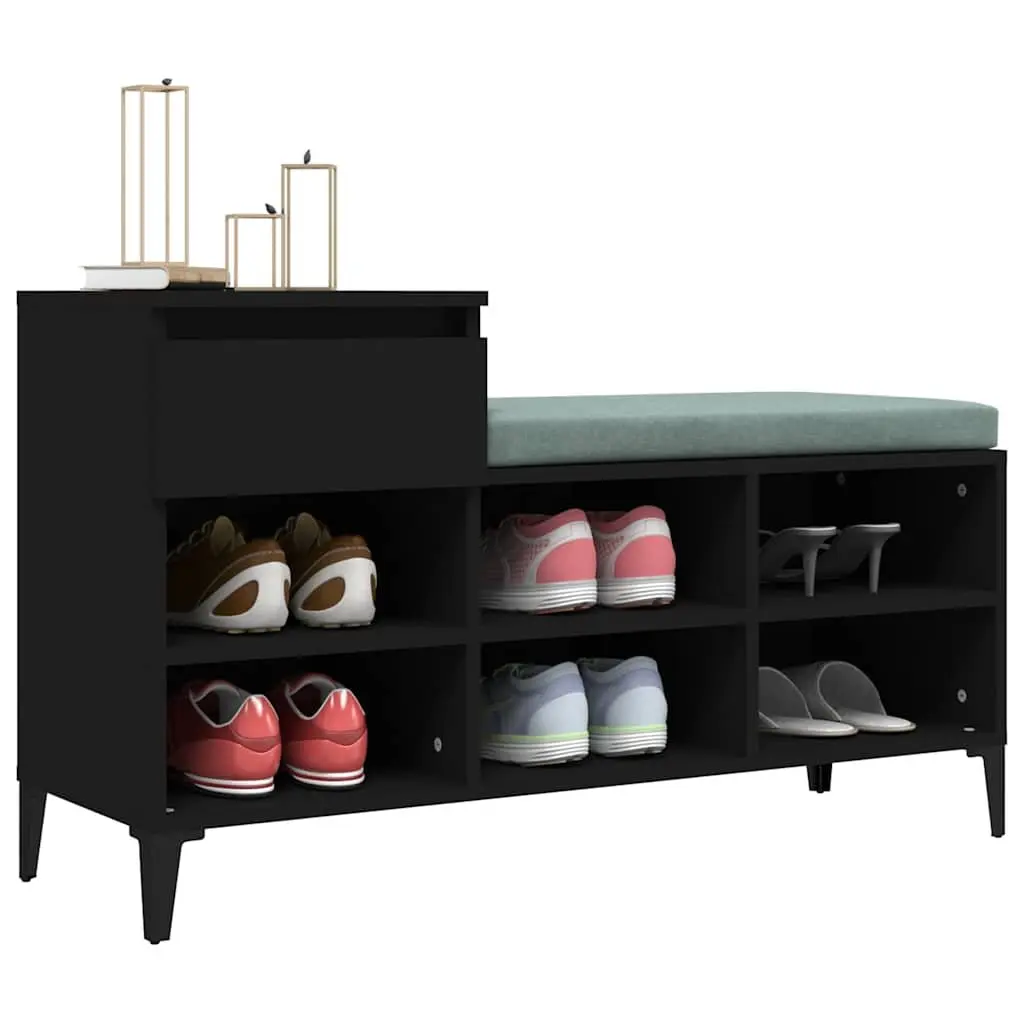 Black Shoe Cabinet with 6 Compartments and Drawer