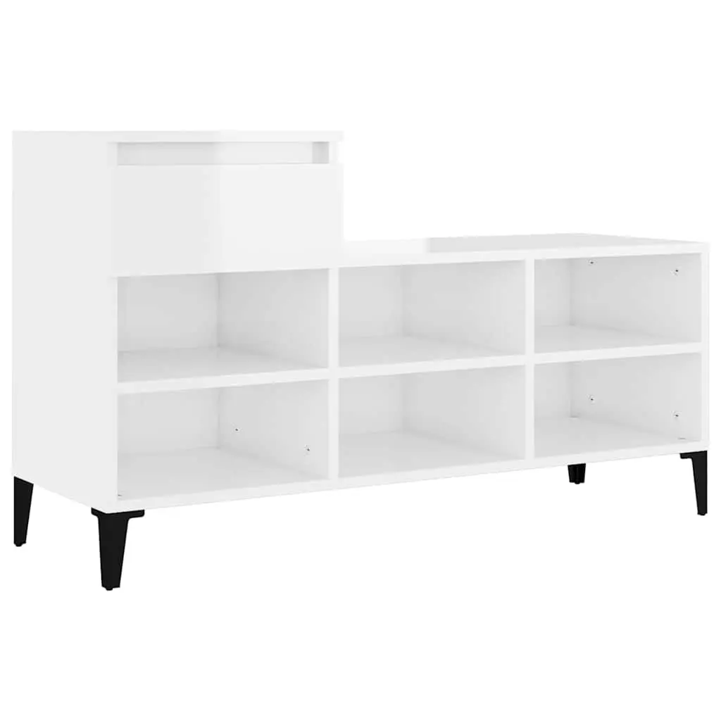 Shoe Cabinet Engineered Wood 102x36x60cm White High Gloss