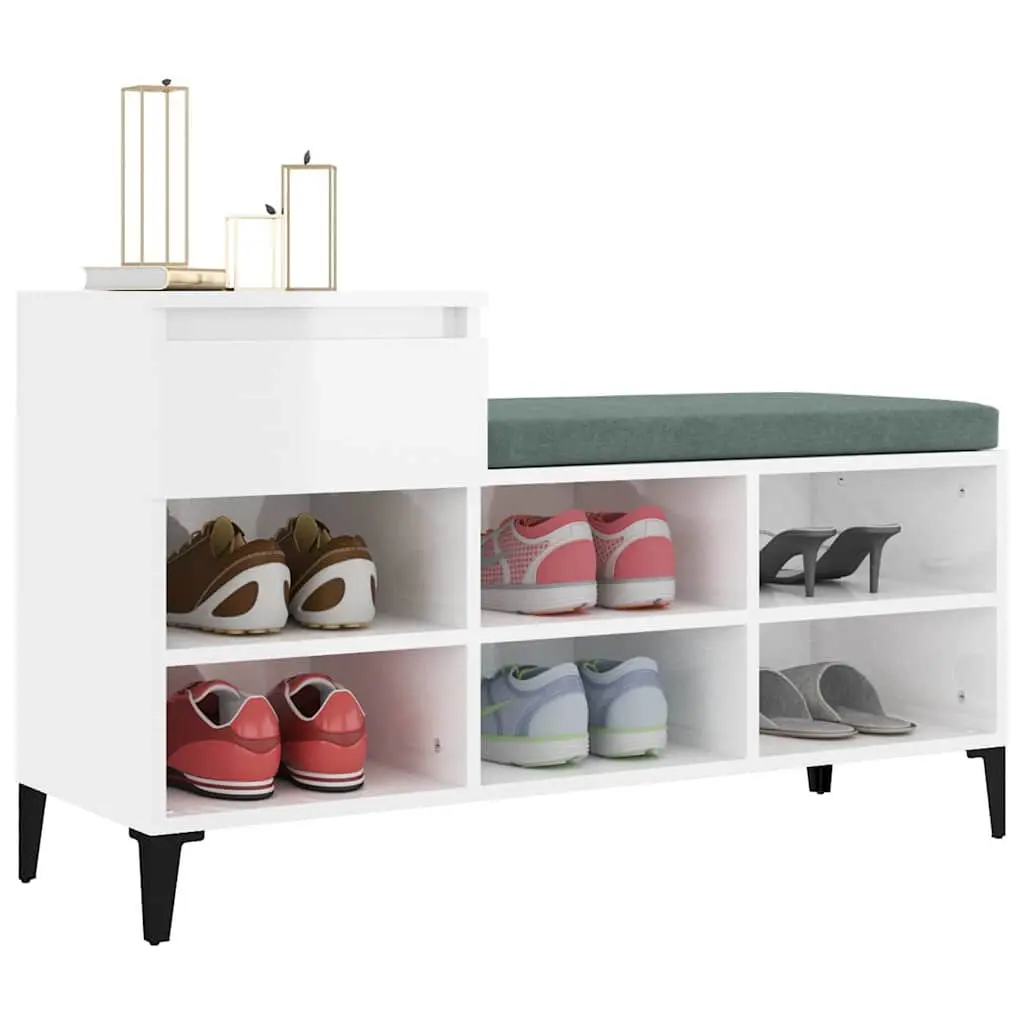 Shoe Cabinet Engineered Wood 102x36x60cm White High Gloss