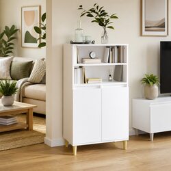 Premium White Highboard Storage Cabinet 60x36x110 cm