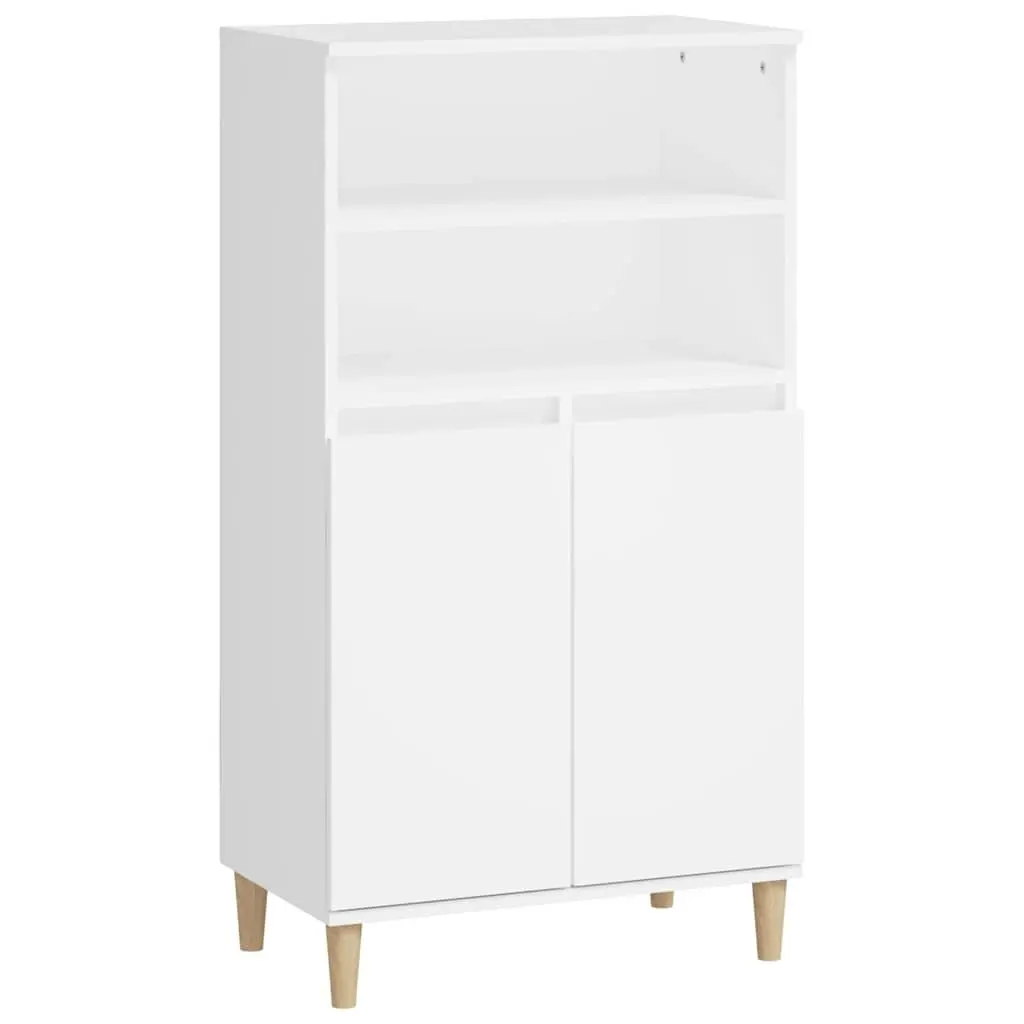 Highboard Engineered Wood 60x36x110 cm White Storage Cabinet Sideboard Shelf