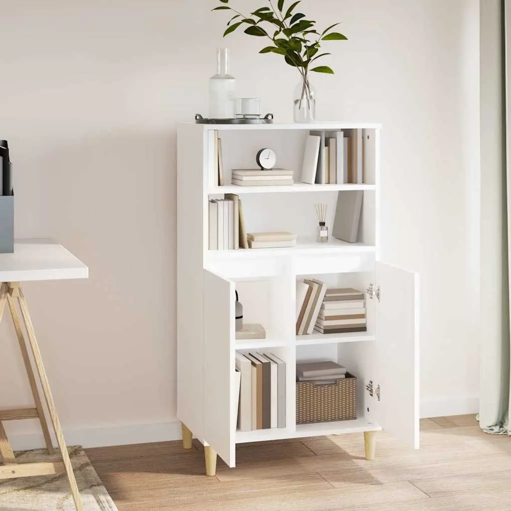 Highboard Engineered Wood 60x36x110 cm White Storage Cabinet Sideboard Shelf