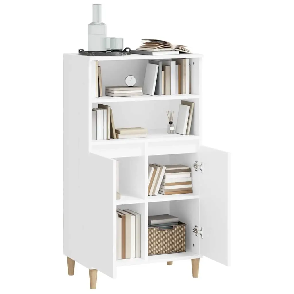 Highboard Engineered Wood 60x36x110 cm White Storage Cabinet Sideboard Shelf