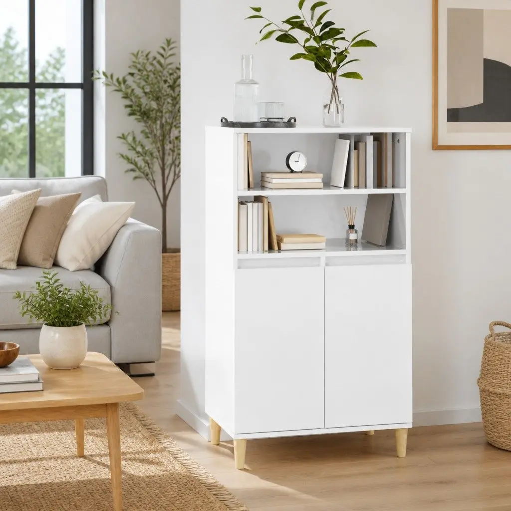 White Sideboard Storage Cabinet 60x36x110cm