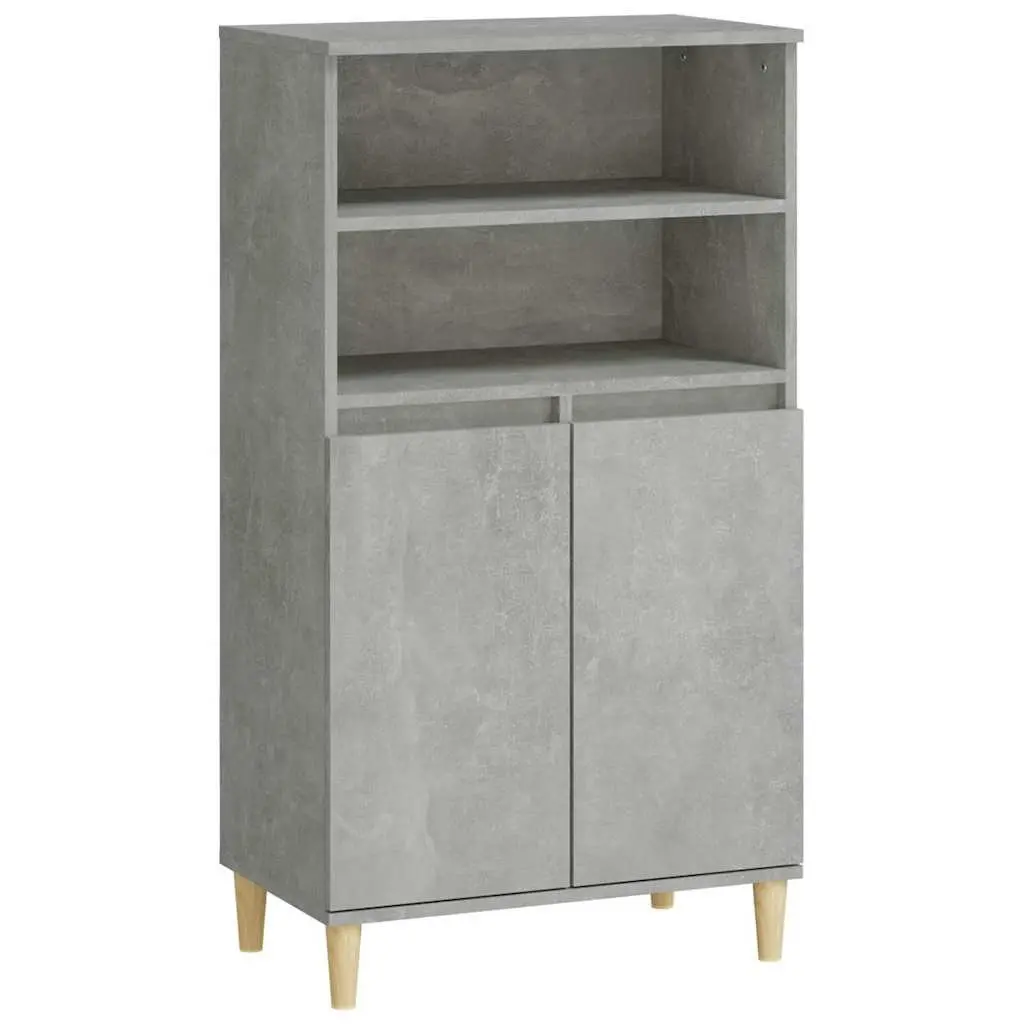 Grey Engineered Wood Highboard Storage Cabinet