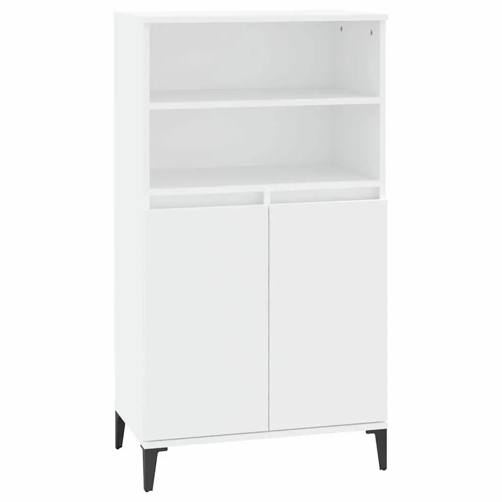Highboard Storage Cabinet Engineered Wood 60x36x110 cm White