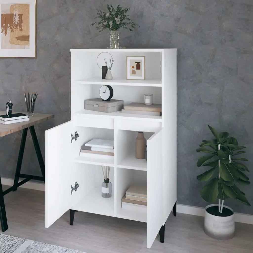 Highboard Storage Cabinet Engineered Wood 60x36x110 cm White