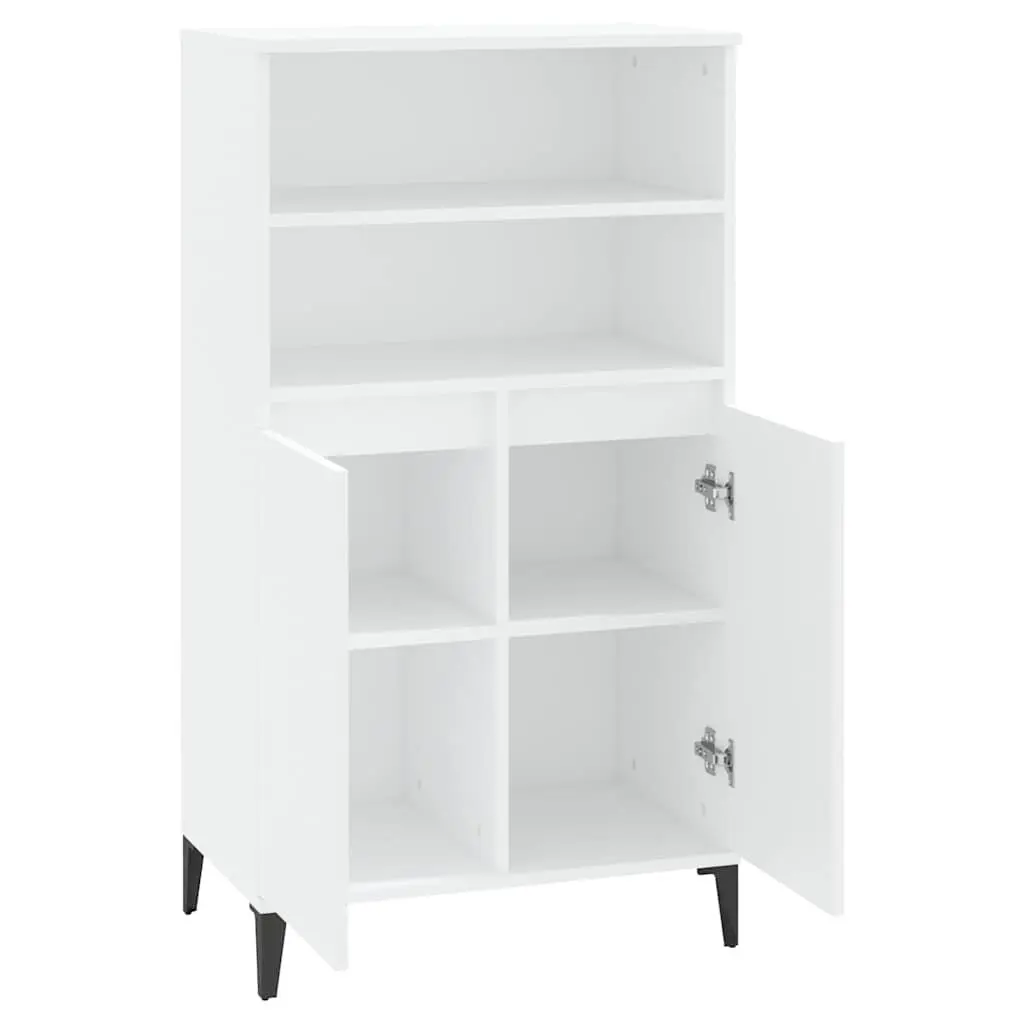 Highboard Storage Cabinet Engineered Wood 60x36x110 cm White