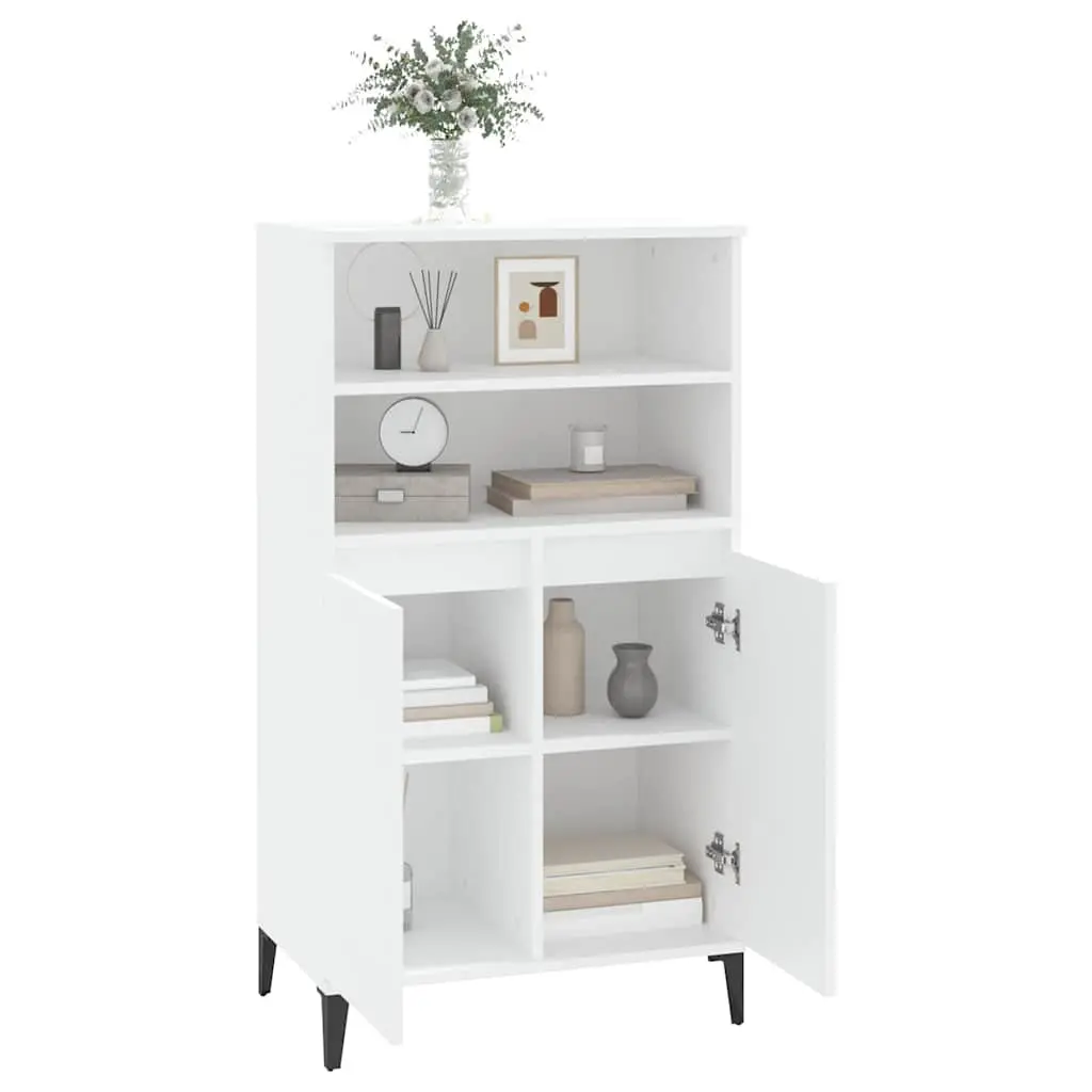 Highboard Storage Cabinet Engineered Wood 60x36x110 cm White