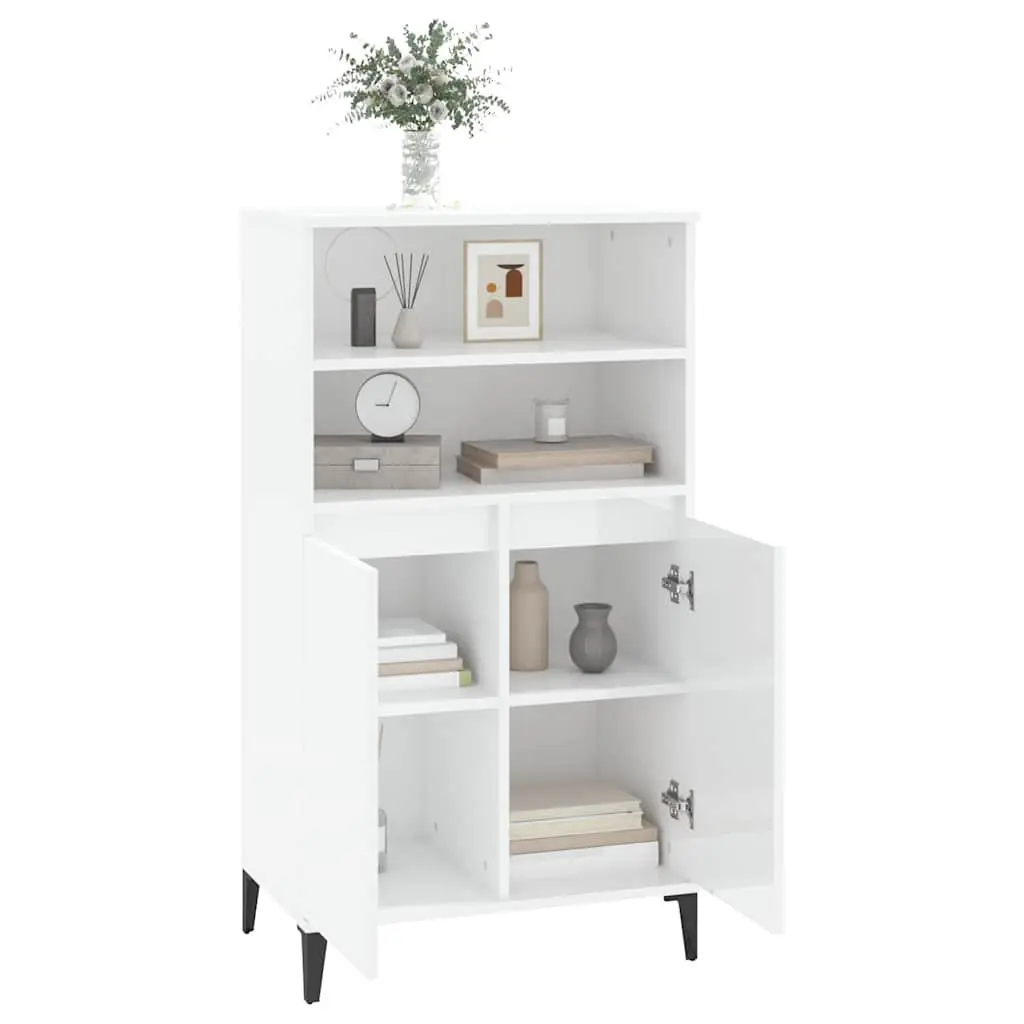 Highboard Cabinet Engineered Wood 60x36x110cm White Gloss