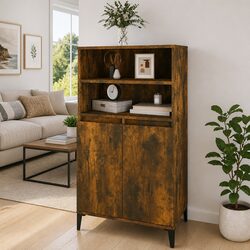 Engineered Wood Highboard Sideboard with Metal Feet